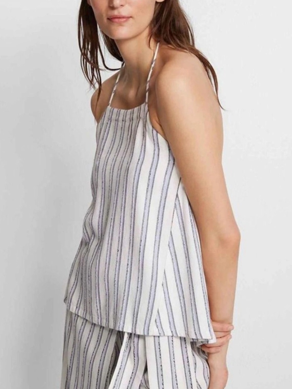 Club Monaco - Striped Halter Tank Top - White & Blue